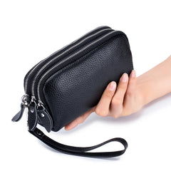 Leather Long Wallet Clutch with Phone Pocket