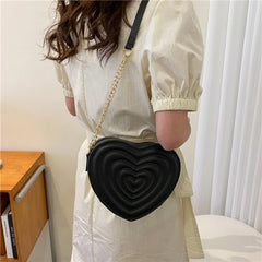 Love Heart Mini Shoulder Bags Leather Rhombic Purses Handbag for Women