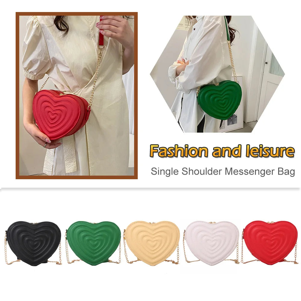 Love Heart Mini Shoulder Bags Leather Rhombic Purses Handbag for Women