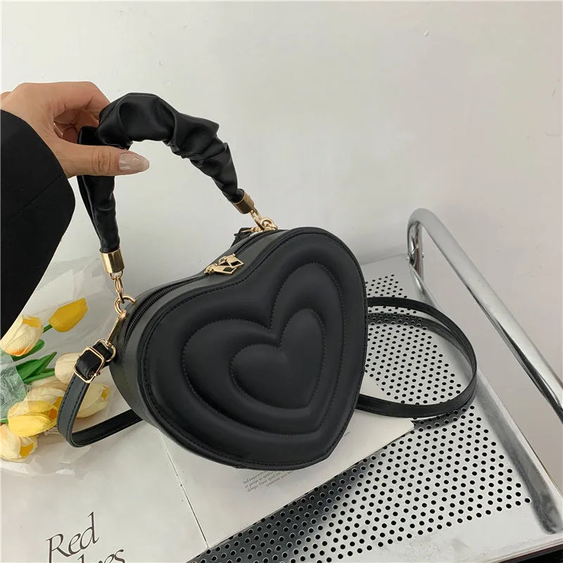Love Heart Shape Shoulder Bag Small Handbags Crossbody Bags For Women Solid Pu L