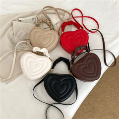 Love Heart Shape Shoulder Bag Small Handbags Crossbody Bags For Women Solid Pu L