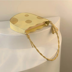 Cheese Shape Women Shoulder Bag Yellow Pu Leather Girls High Purse Handbags