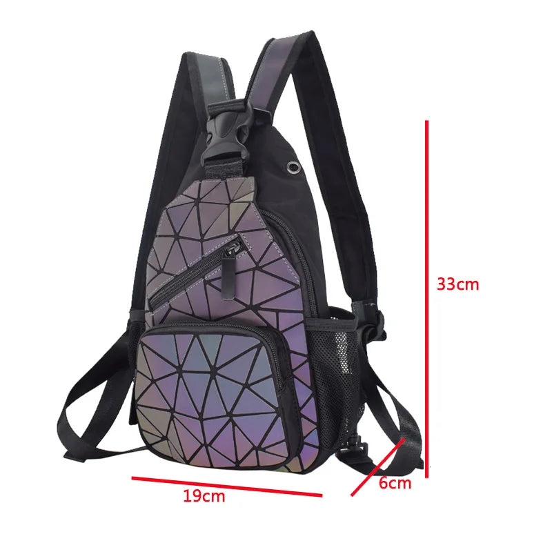 Luminous Back Pack Unisex Shoulder Bags Women School Bags Hologram Geometric Mes