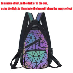 Luminous Back Pack Unisex Shoulder Bags Women School Bags Hologram Geometric Mes
