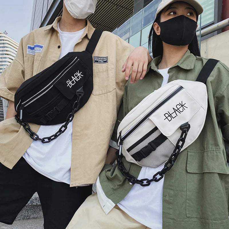 Luminous Chest Bag Couple Chain Waist Bags Men Shoulder Package