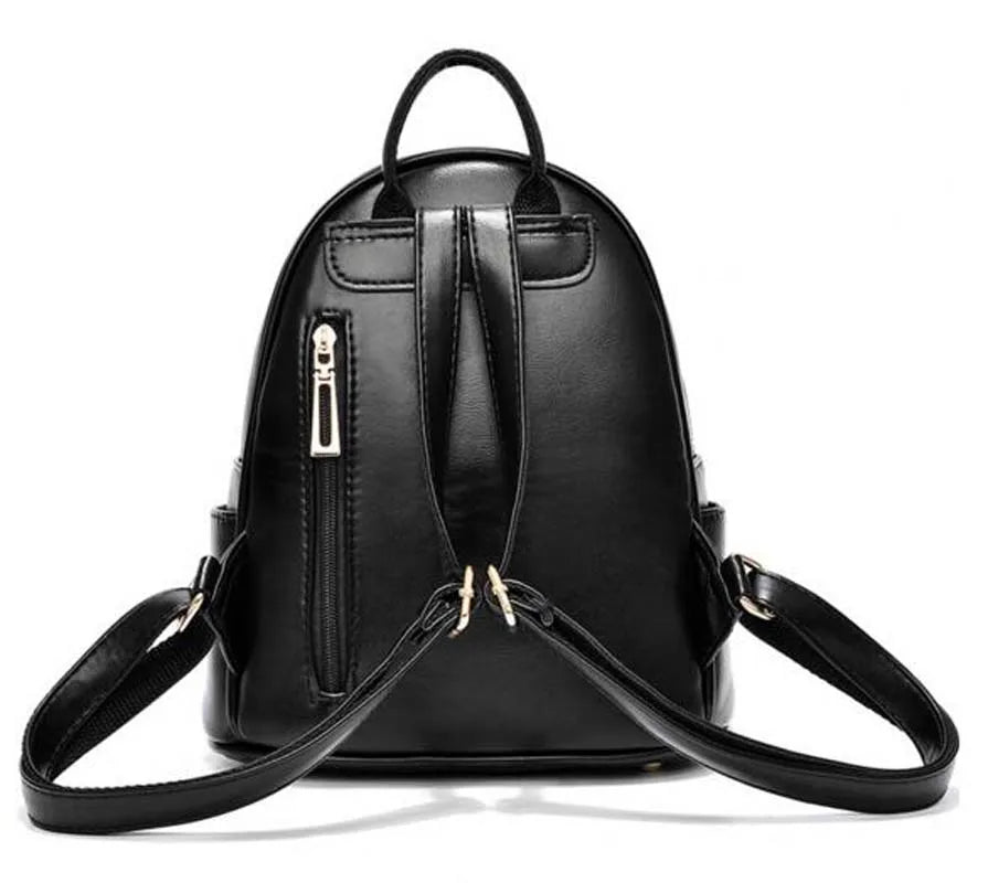 Women Soft Leather Backpack Double Zipper Shoulder Bag Small Outdoor Travel Tote