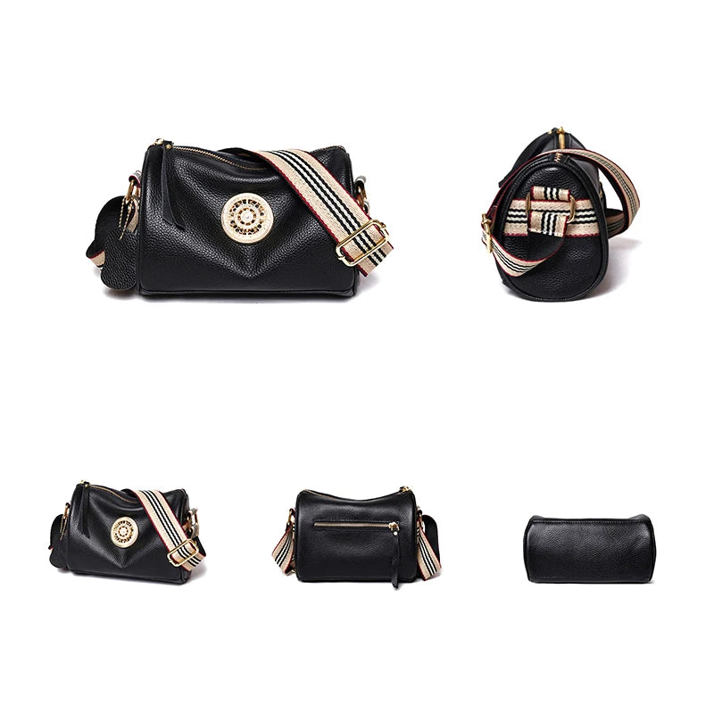 Soft Cowhide Messenger Bag Tassel Shoulder Bag for Women