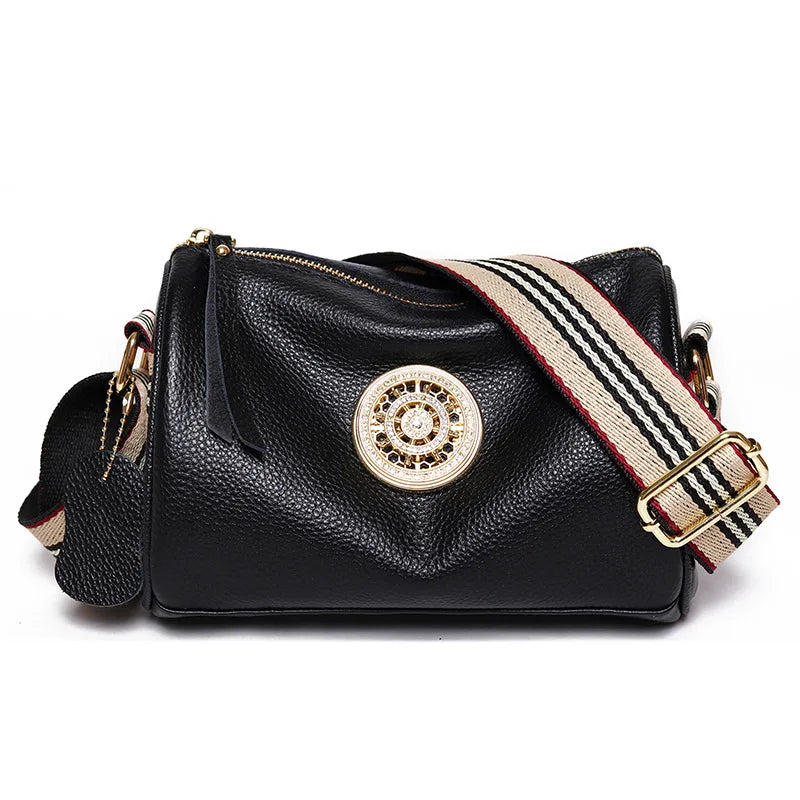 Soft Cowhide Messenger Bag Tassel Shoulder Bag for Women