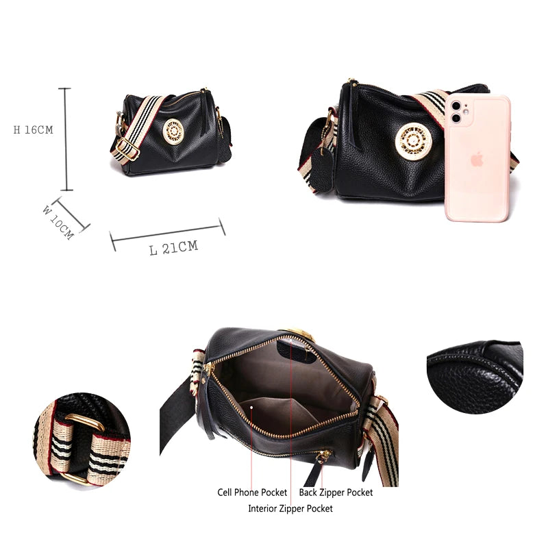 Soft Cowhide Messenger Bag Tassel Shoulder Bag for Women