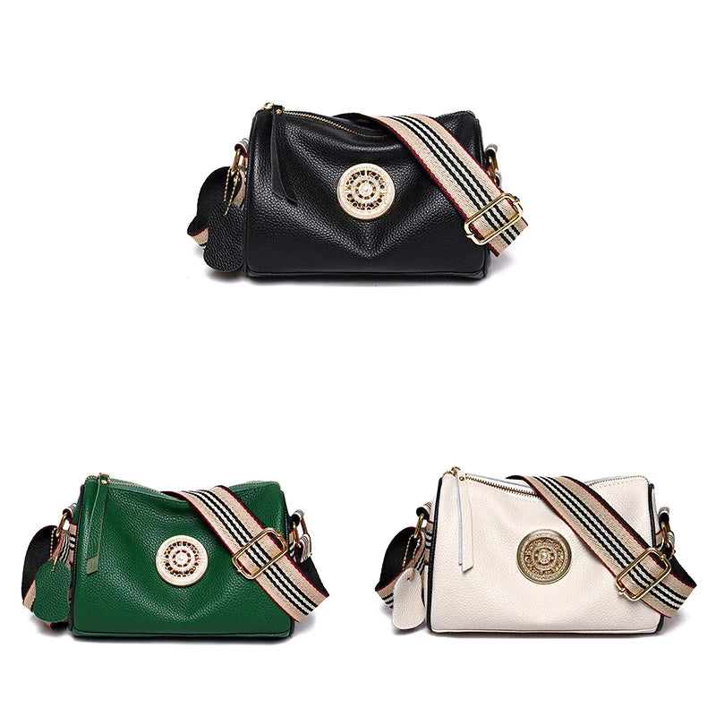 Soft Cowhide Messenger Bag Tassel Shoulder Bag for Women