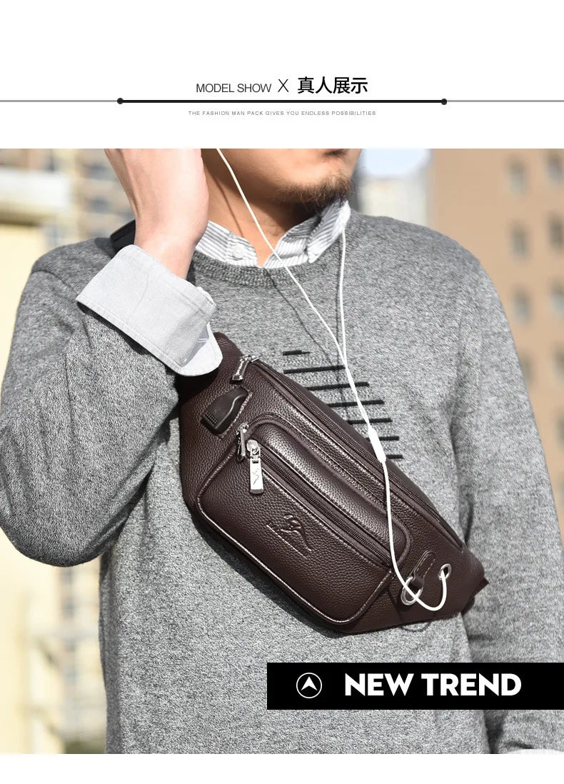 Men's Waist Bag Sports Leisure Messenger Bag Waterproof Chest Bags