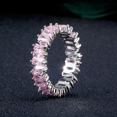 Multicolor CZ Baguette Wedding Rings