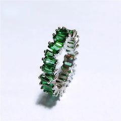 Multicolor CZ Baguette Wedding Rings