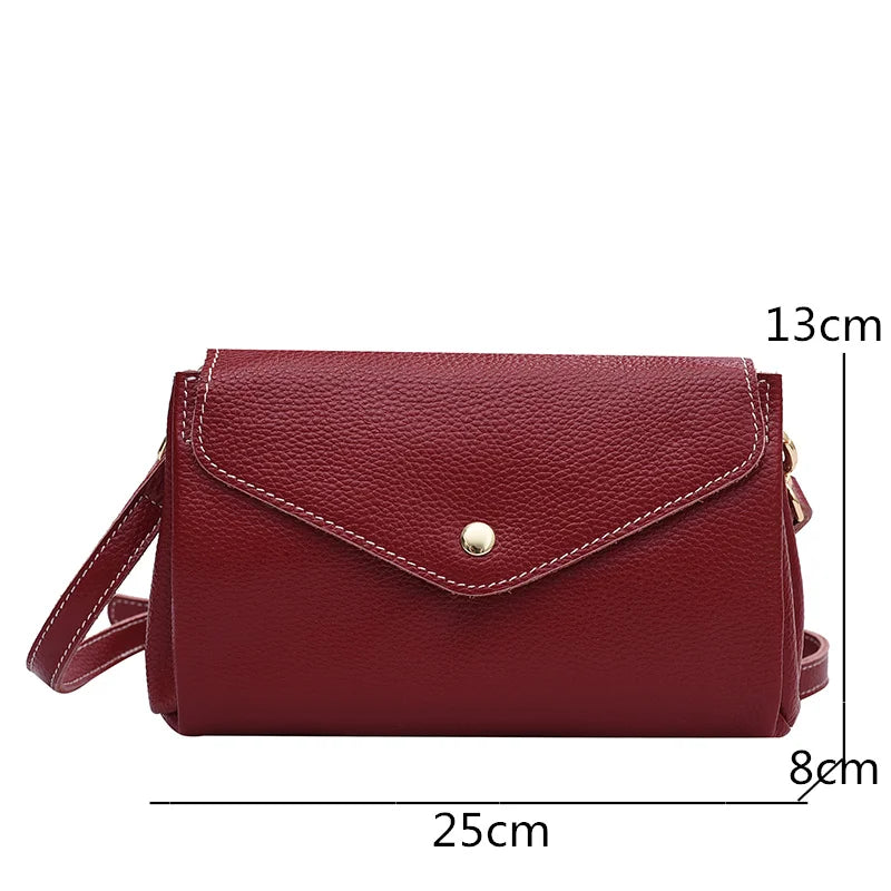 Natural Leather Women Shoulder Crossbody Bags Solid Cow Leather Handbag