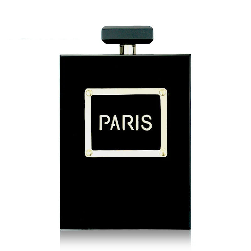Silver Acrylic Perfume Bottle Clutch Crossbody Shoulder Bag