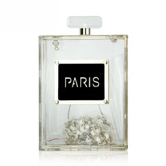 Silver Acrylic Perfume Bottle Clutch Crossbody Shoulder Bag