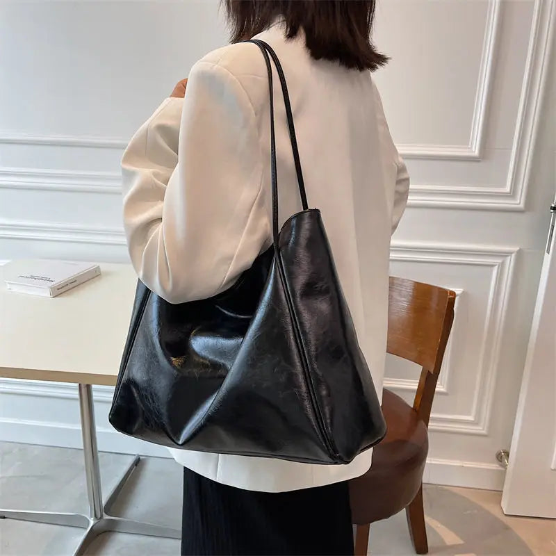 Women Shoulder Bags PU Leather Texture Underarm Tote Bag Large Capacity