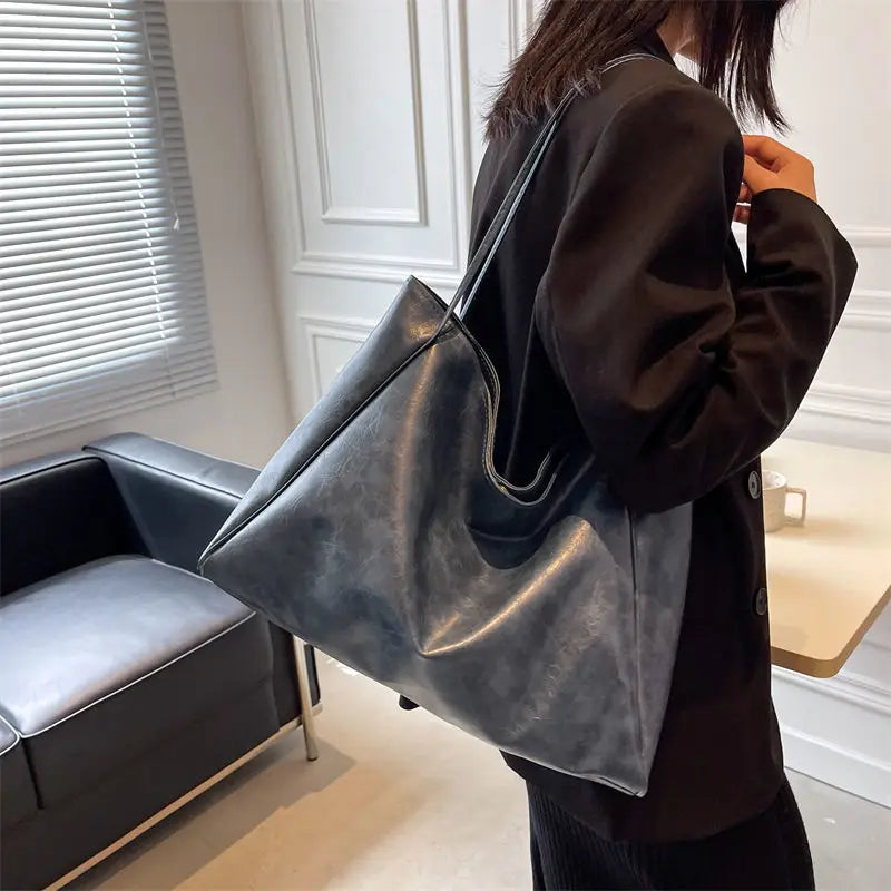 Women Shoulder Bags PU Leather Texture Underarm Tote Bag Large Capacity