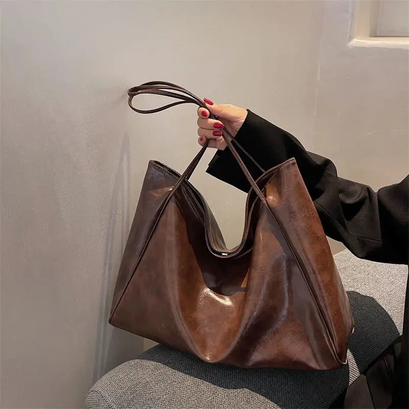 Women Shoulder Bags PU Leather Texture Underarm Tote Bag Large Capacity