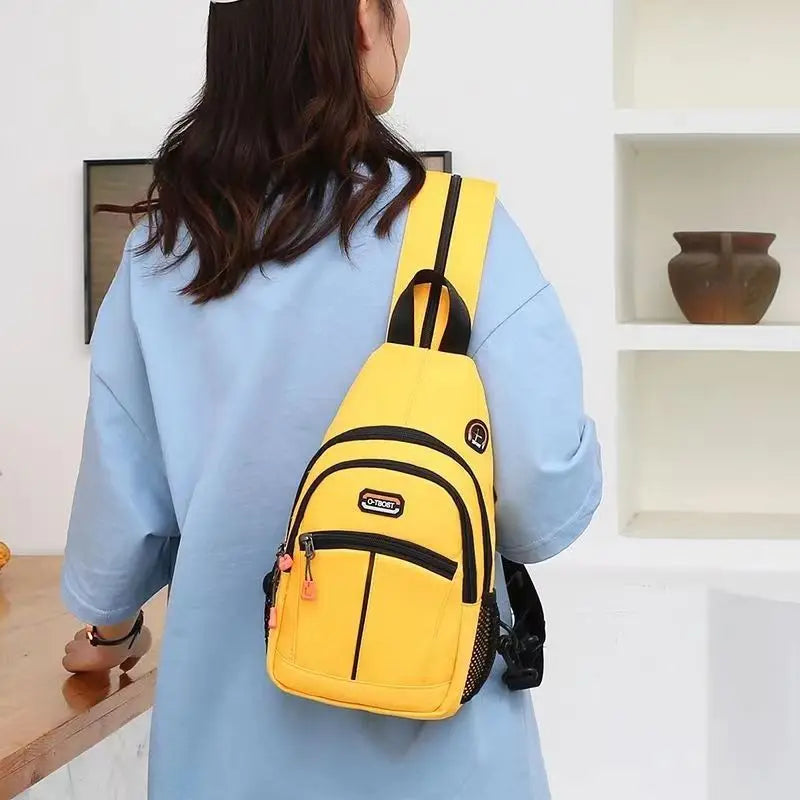 Women's Leather Chest Bag Outdoor Sports Shoulder Crossbody Pouch