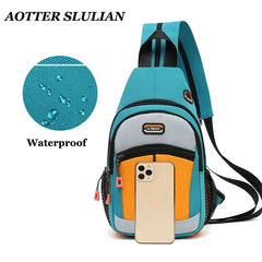 Women's Leather Chest Bag Outdoor Sports Shoulder Crossbody Pouch