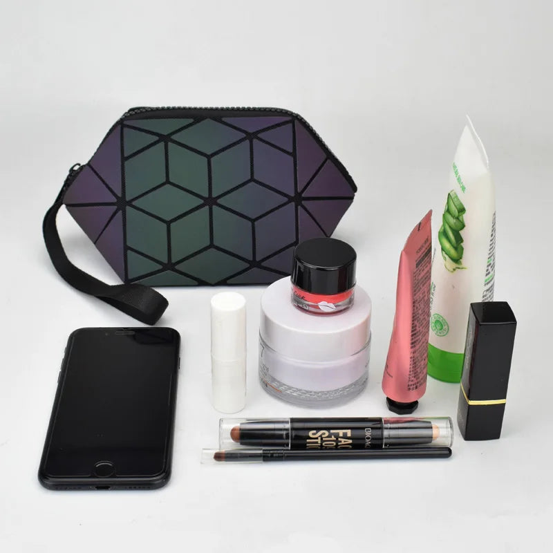 Luminous Geometric Makeup Bag Organizer for Girls