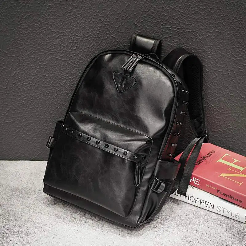 Men Street Style Rivets Backpacks High Capacity Laptop Bag