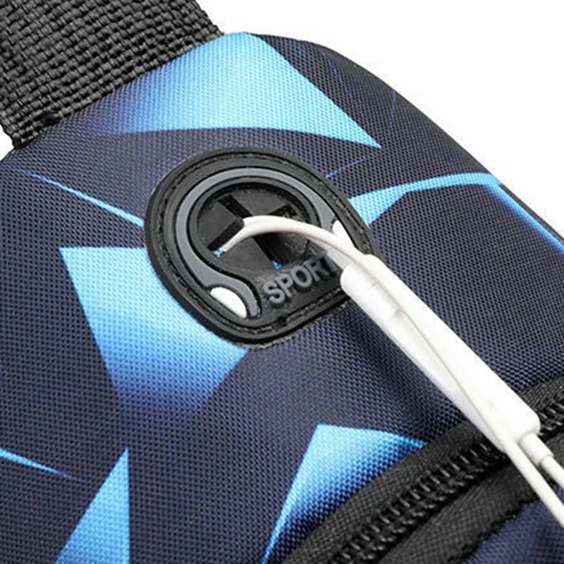 Men Casual Shoulder Bag USB Travel Crossbody Bag Multifunction Shoulder Sling Ba