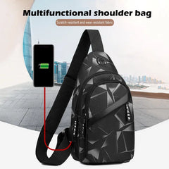 Men Chest Bag Functional Shoulder Bag Usb Charging Crossbody Bag