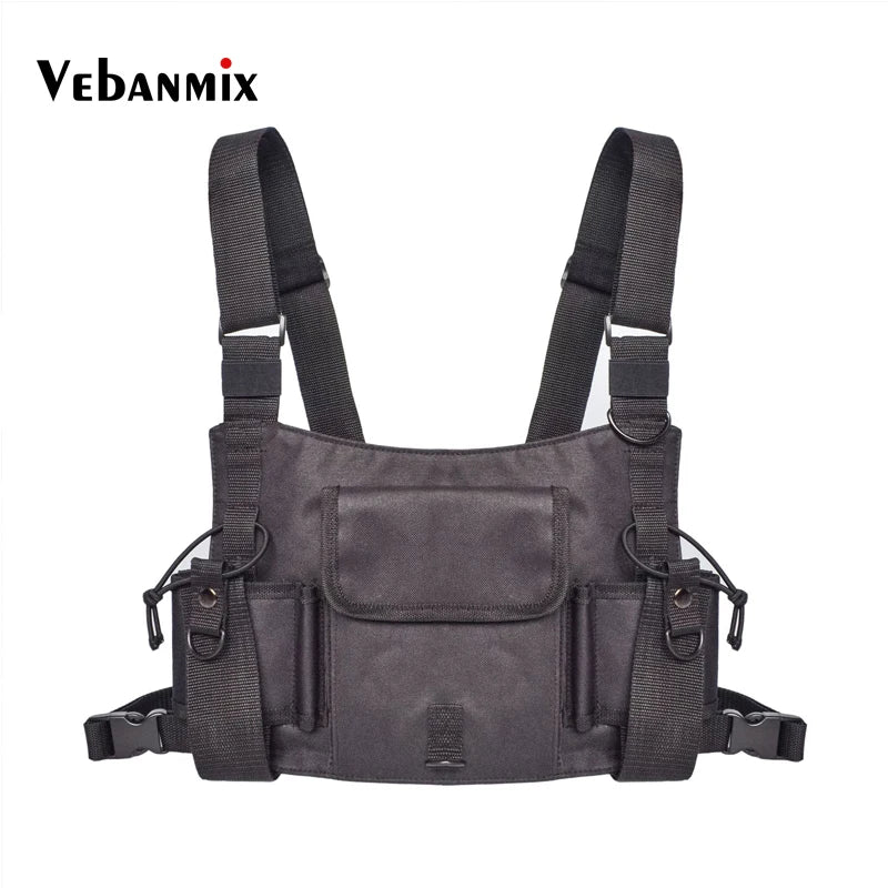 Men Chest Rig Bag Hip Hop Waistcoat with Pockets
