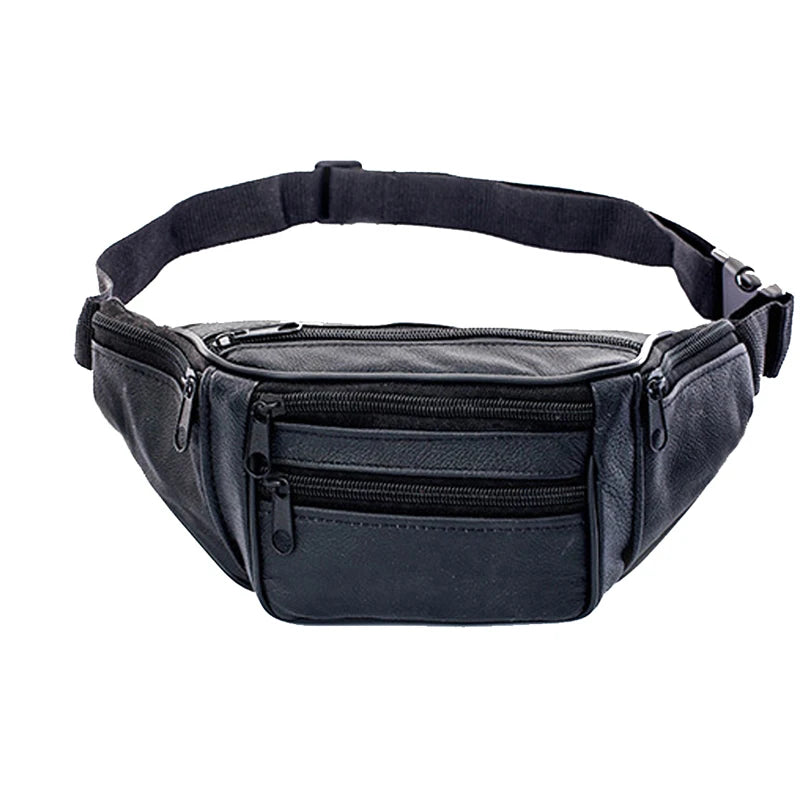 Men Leather Waist Packs Sports Outdoor Travel Chest Pack
