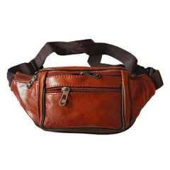 Men Leather Waist Packs Sports Outdoor Travel Chest Pack