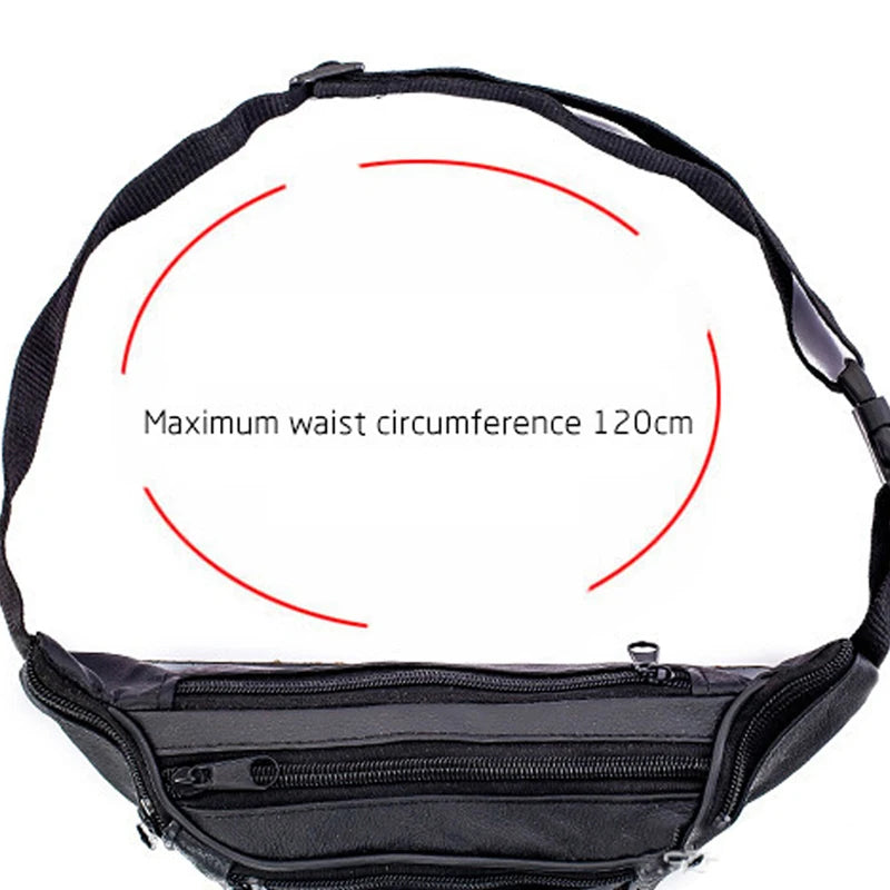 Men Leather Waist Pack Travel Organizer Waist Belt Mobile Necessity