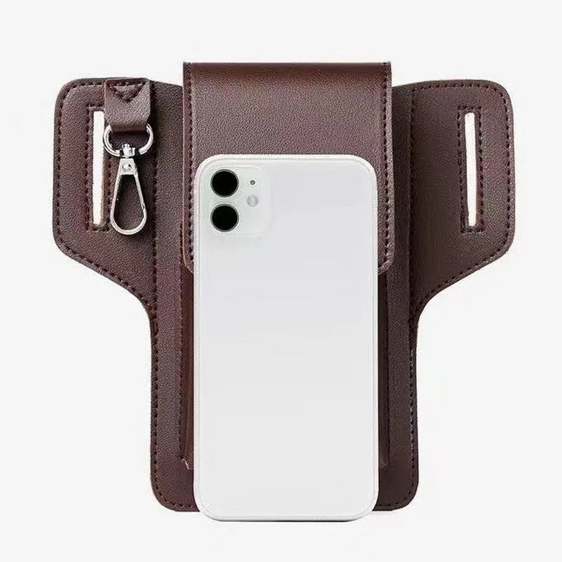 Men Leather Waist Pack Phone Pouch Bags Waterproof Crossbody Bags