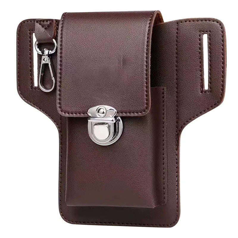 Men Leather Waist Pack Phone Pouch Bags Waterproof Crossbody Bags