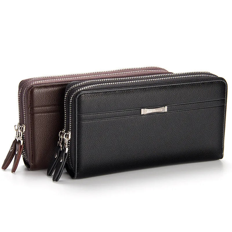 Men Vintage Style Long Wallet PU Leather Bag Male Purse Black/Brown