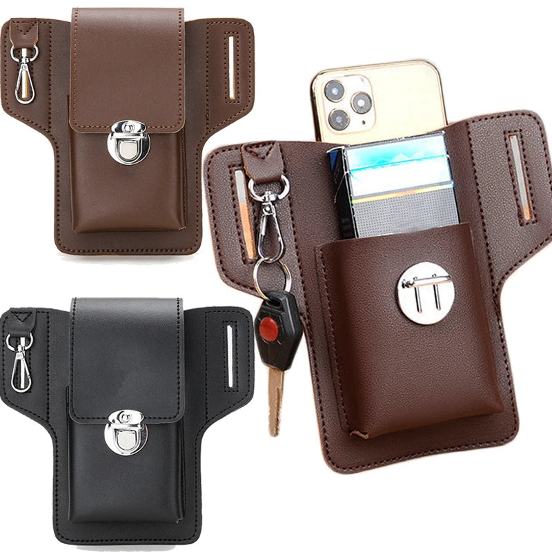 PU Leather Fanny Waist Bag Mobile Purse Outdoor Sports Belt Bum Pouch