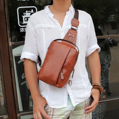 Men PU Leather Messenger Cross Shoulder Chest Pack Body Bag