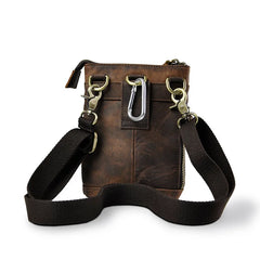 Men Leather Shoulder Satchel Bag Phone Pouch Hook Belt Waist Bag Pack