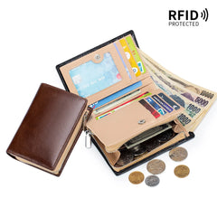Men Wallets Coin Purse Zipper Card Holder High Male Purse Cow Leather Coin Holde