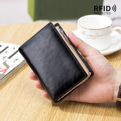 Men Wallets Coin Purse Zipper Card Holder High Male Purse Cow Leather Coin Holde