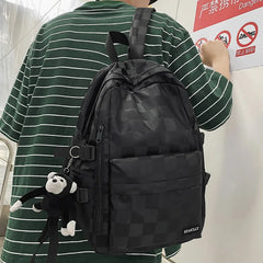 Plaid Student Backpack Male Female Book Bag Laptop College Boys Girls School Bag