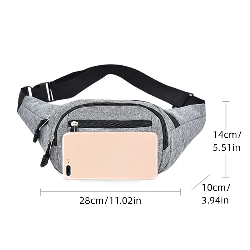 Men Women Waist Bag Casual Fanny Pack Purse Large Phone Belt Bag Pouch Canvas