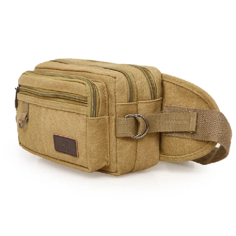 Men Women Waist Bag Casual Pack Purse Large Phone Belt Bag Pouch Canvas