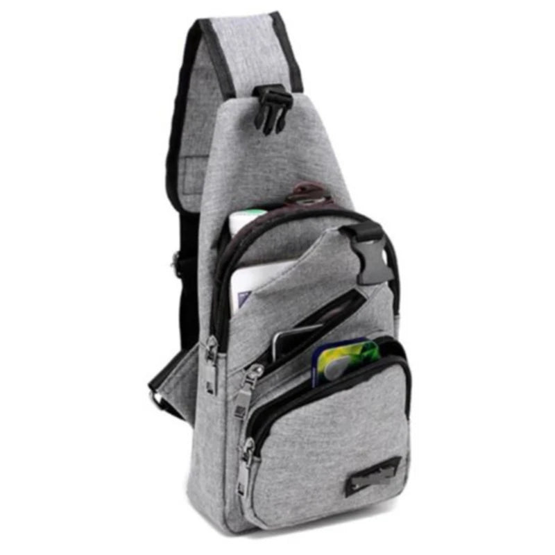 Men's Canvas Sling Pack Chest Shoulder Crossbody Bag Biker Satchel