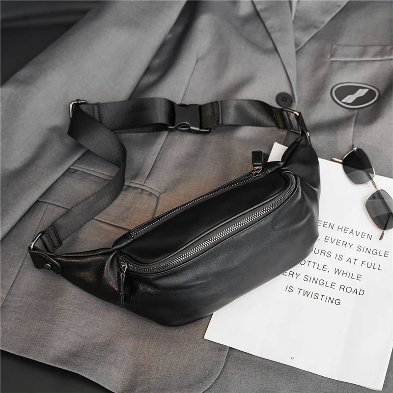 Men's PU Leather Chest Bag Crossbody Bags Small Sports Bag