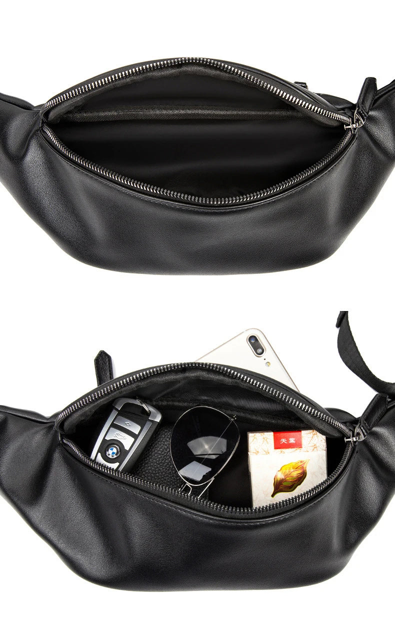 Men's PU Leather Chest Bag Crossbody Bags Small Sports Bag