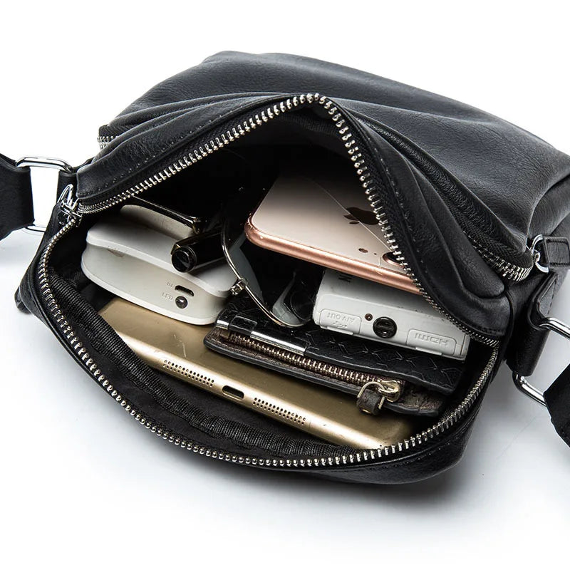 Men's Crossbody Bag PU Leather Small Shoulder Messenger Bag
