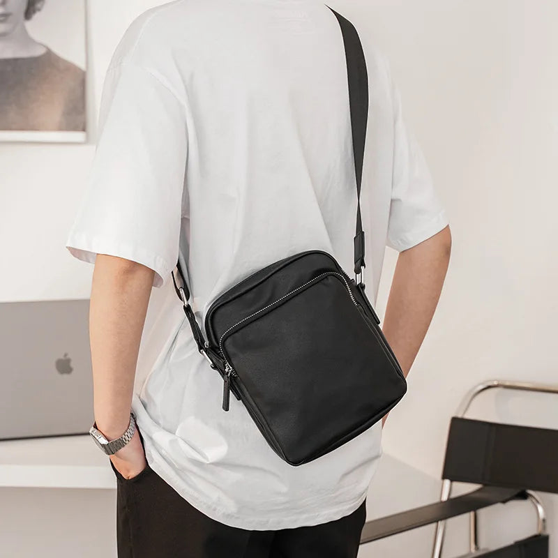 Men's Crossbody Bag PU Leather Small Shoulder Messenger Bag
