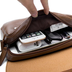 Men's Flap Crossbody Bag Small PU Leather Shoulder Handbag